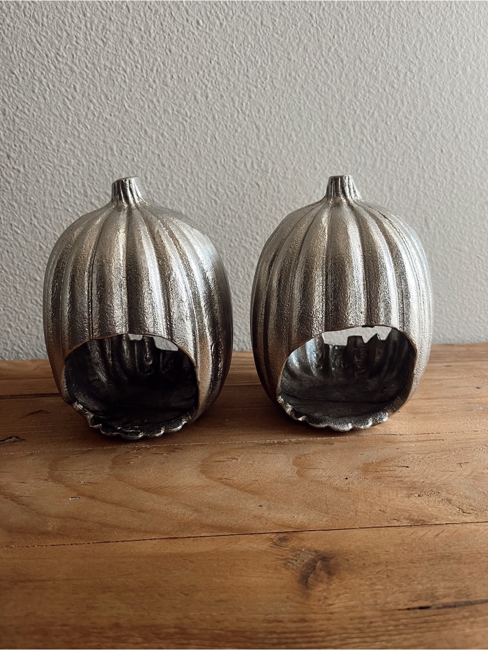 Silver Pumpkin Jack-O'-Lantern Decorative Accents Set - Picture 2 of 2